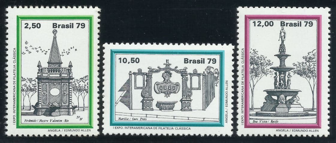Brasil Exposicao Interamericana de Filatelia Classic 1979 Chafarizes 3 Novos Casa do Colecionador