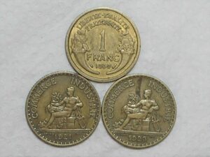 França) 1 Franc - 1921 / 1923 / 1939 / Bz/Al / box44