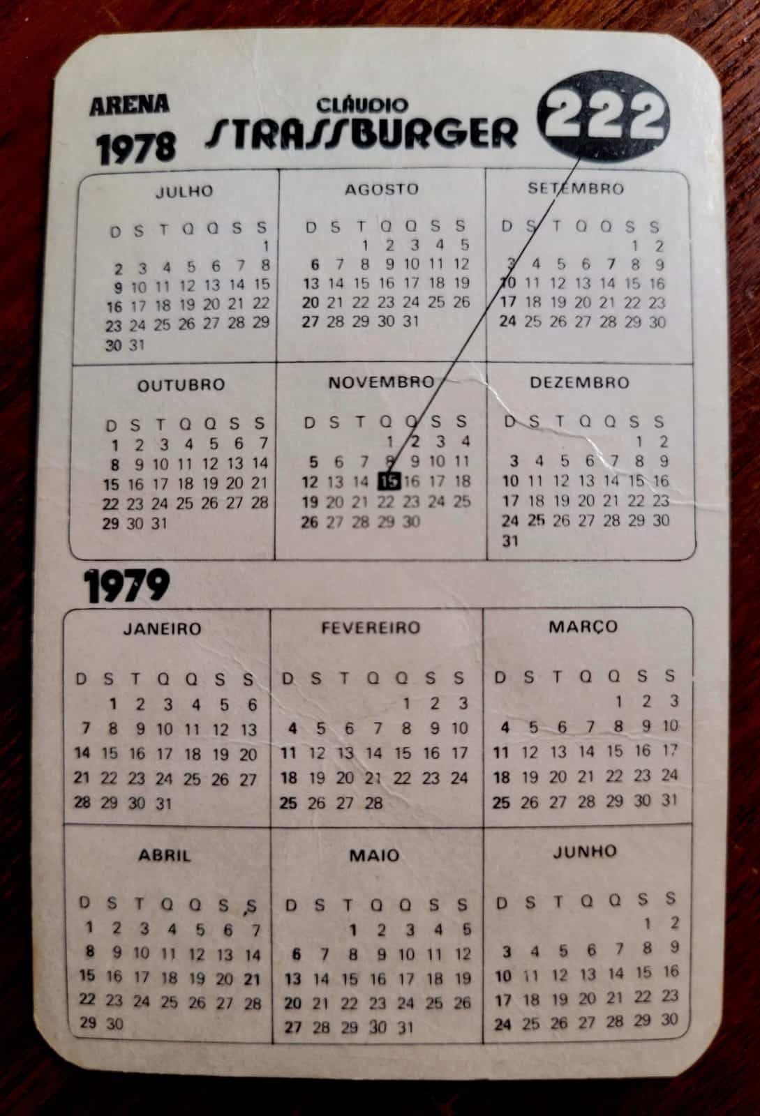 | Casa do Colecionador Calendário de Bolso (Tema Política) Cláudio Straaburger (Arena) Deputado Federal Ano 1978/79