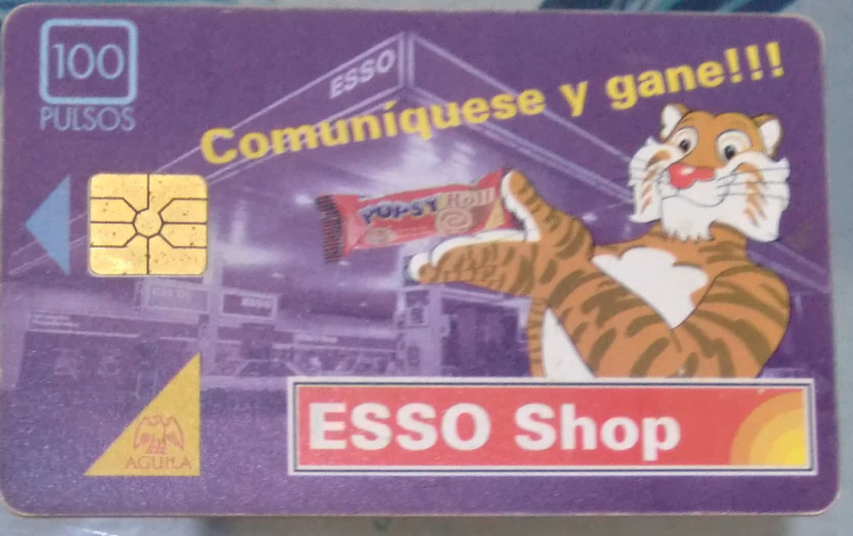 Cartão telefone Argentina Telecom Chip 1996. Esso Shop Ultron Aguila.