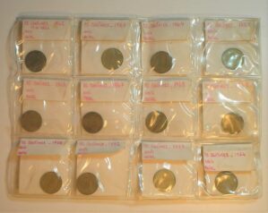 França) Coleção 10 Centimes com 29 moedas, datas na descrição / Bz/al / Todas em perfeitas condições / m400