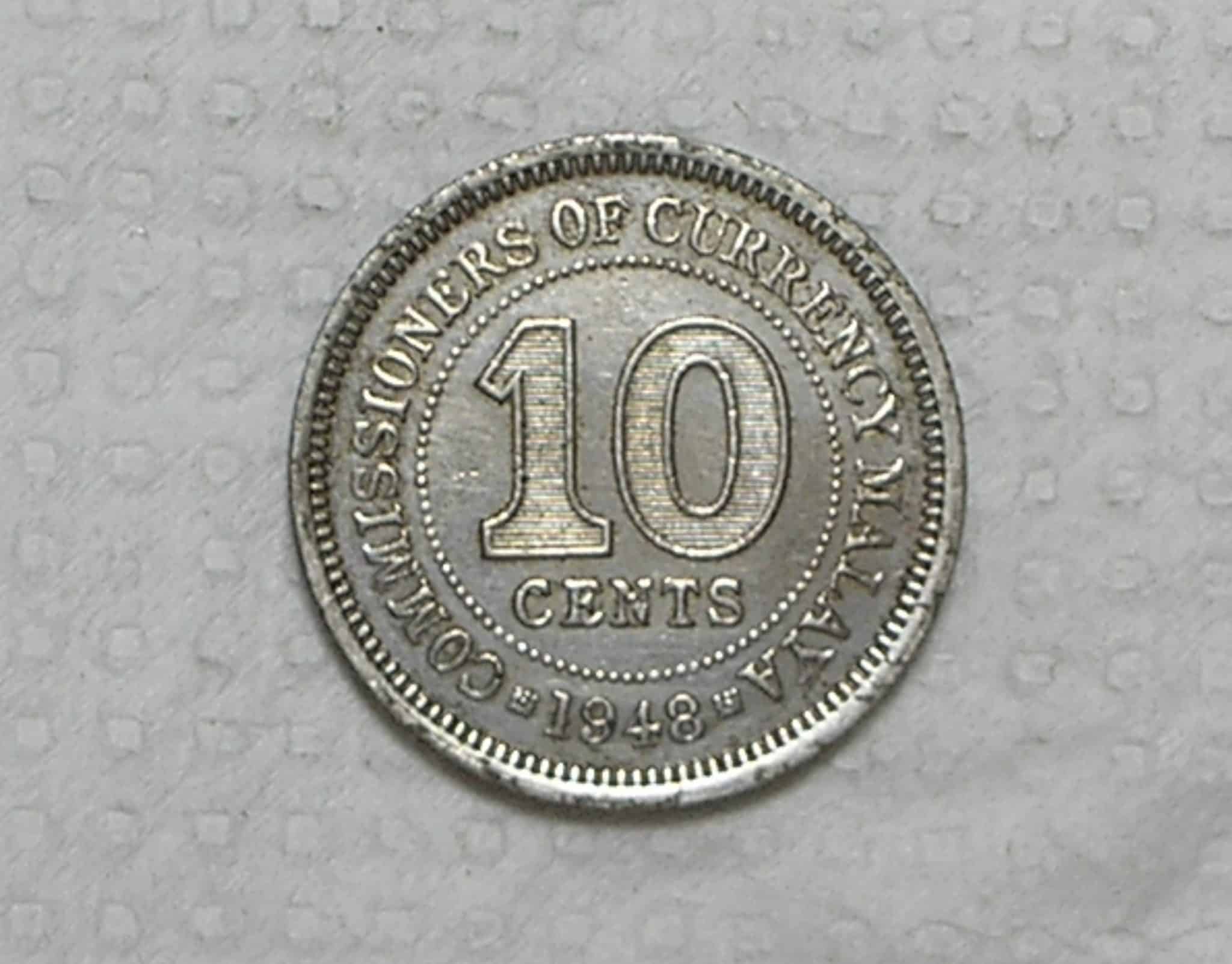 Mallaya) 10 Cents - 1948 / George VI / Co/Ni / box45