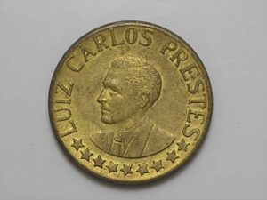 medalha Luiz Carlos Prestes - 1934, Símbolo da pomba da Paz, Bz/al, Flor de cunho
