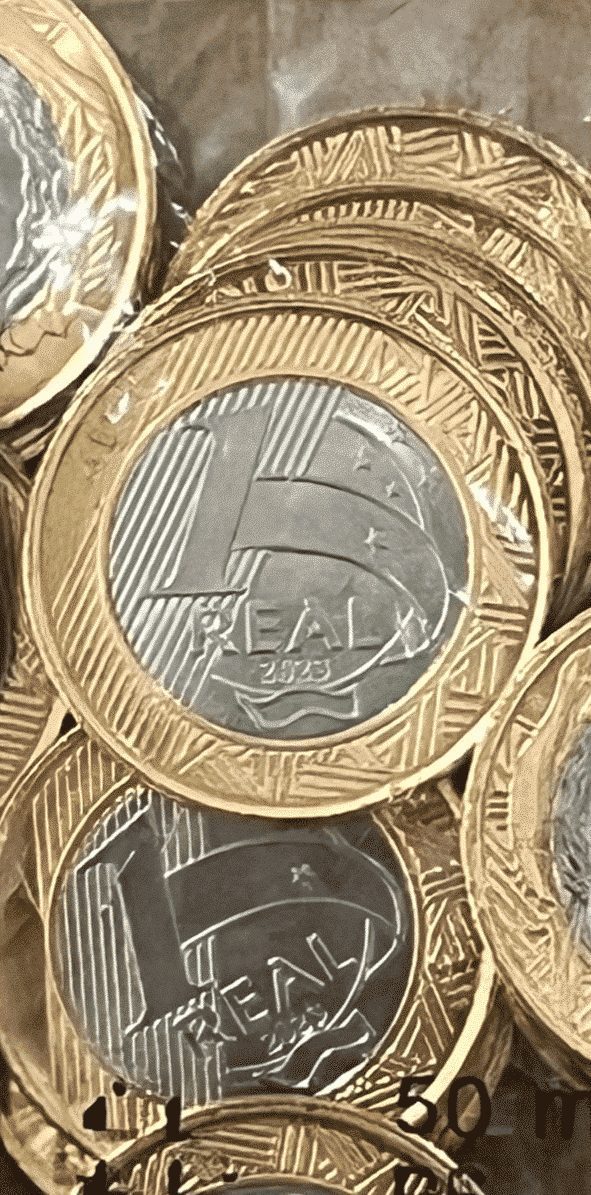 Sachê Lacrado da Moeda de 1 Real 2023 (50 Moedas Flor de Cunho) - Itens de Coleção