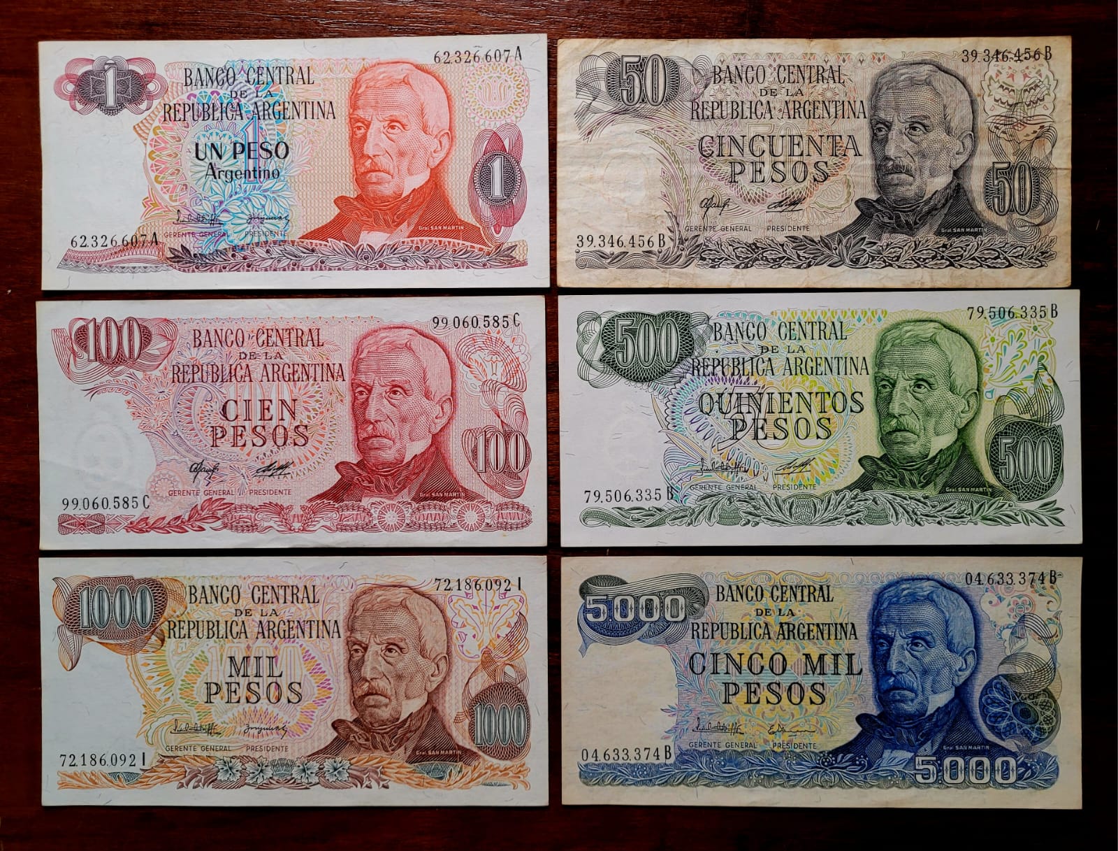 1 50 100 500 1.000 5.000 Pesos Argentinos – Cedulas Estrangeiras Argentina 1 Casa do Colecionador