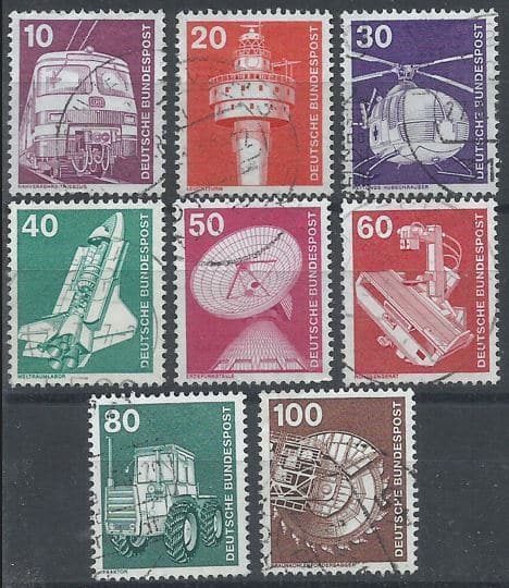 3a8 Filatelia Lote Selos Alemanha Industria E Tecnologia 1975 Carimbados Selos Postais