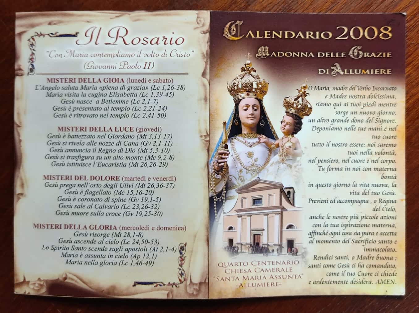 Calendario de Bolso tema Religiao 188A Casa do Colecionador