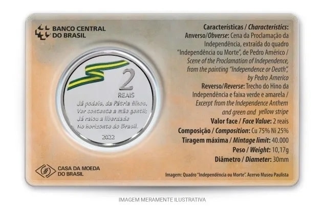 Moeda 2 Reais Bicentenário Independência Do Brasil