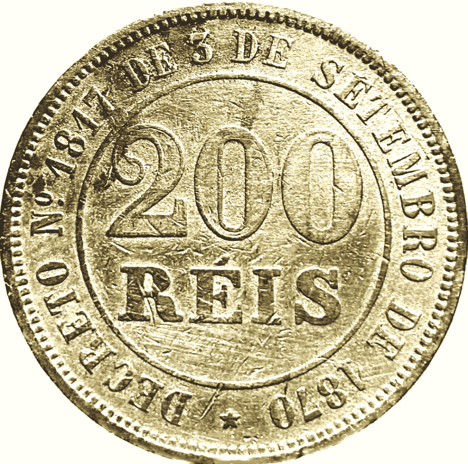 MOEDA 200 RÉIS 1871 CUPRO-NÍQUEL MBC [BRASIL/IMPÉRIO]