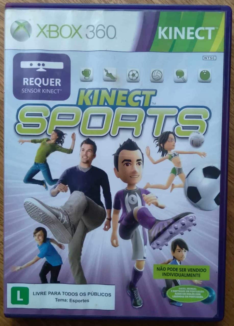 Box e manual em português do jogo Xbox 360 kinect sports.