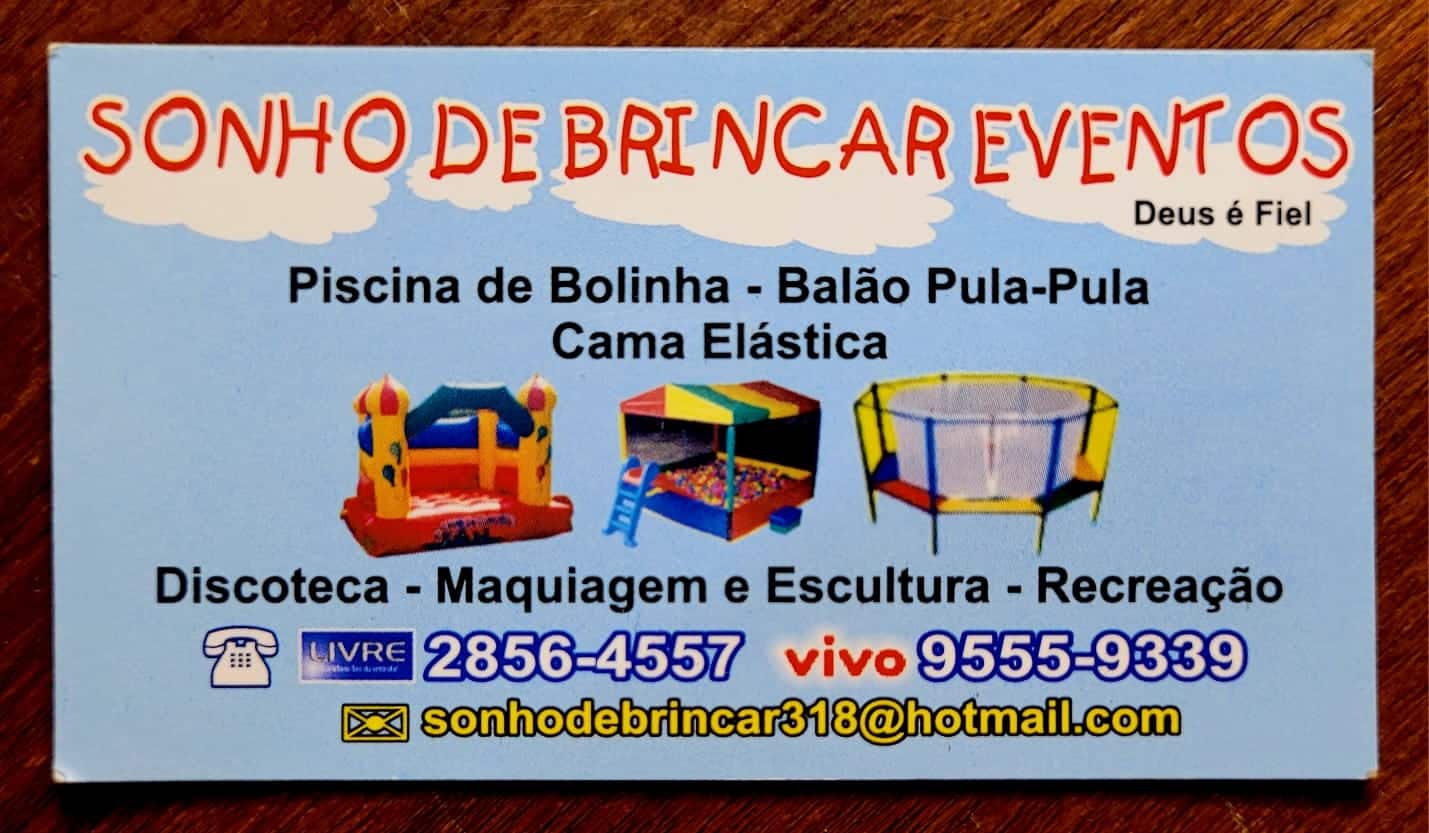 Calendário de Bolso (Tema Propaganda) Sonho de Brincar Eventos - Ano 2010