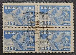 Comemorativos - RHM C0248 (Quadra com CBC) 75º Aniversário da União Postal Universal (UPU) - 30/10/1949 (Selos do Brasil)