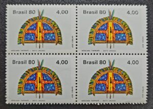 Comemorativos - RHM C1138 (Quadra) Arte Indígena - Máscara Tapirapé - 18/04/1980 (Selos do Brasil)