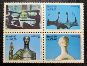 Comemorativos - RHM C1698 a C1701 (Conjunto) Lubrapex 90 - Brasília - Esculturas de Alfredo Ceschiatti e Bruno Giorgi - 22/09/1990 (Selos do Brasil)