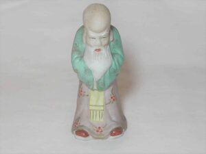 Escultura em porcelana policromada fosca e brilhante - Chines mestre Pensador