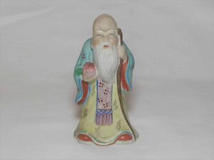 : Escultura em porcelana policromada fosca e brilhante - Chinês mestre - Sábio