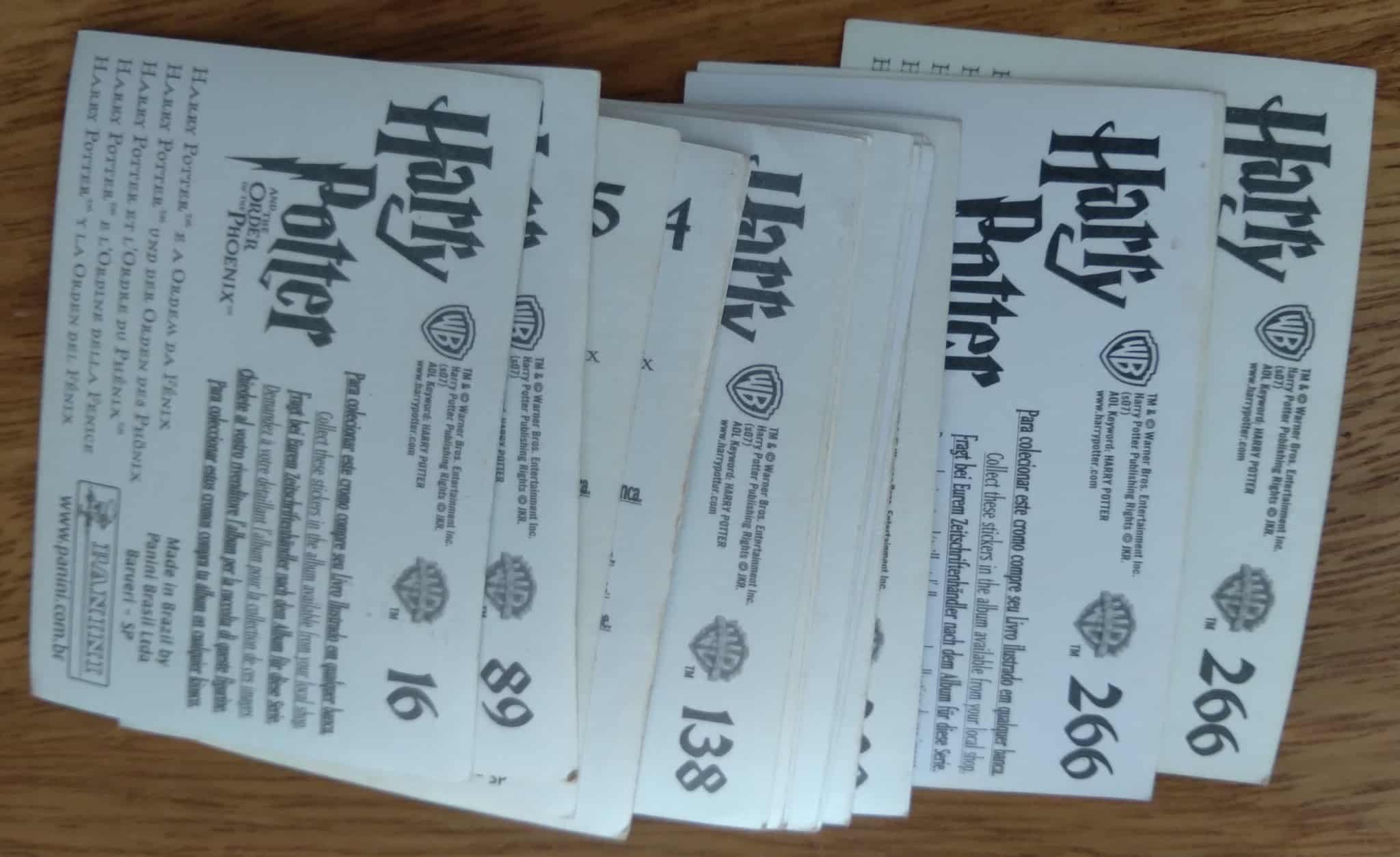 Figurinhas Harry Potter Ordem da Fenix comum. Valor de cada. Figurinhas Harry Potter Ordem da Fenix comum. Valor de cada.