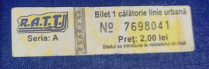 Ticket de ônibus e Tram da Romênia, Bucareste, colecionável