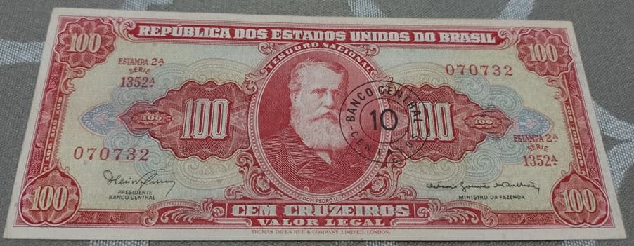 100 Cruzeiros Com Carimbo de 10 Centavos Dom Pedro II F Casa do Colecionador