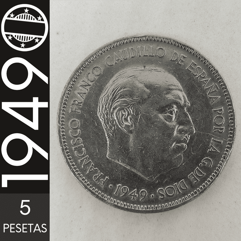 5 Pesetas || 1949 || Espanha || MBC – CDS-583