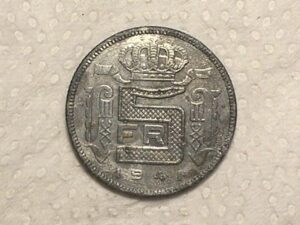 Belgica) 5 Francs - 1941 - Der Belgen - Leopold III / 2ª Guerra / Zinco / 24,8mm / box47