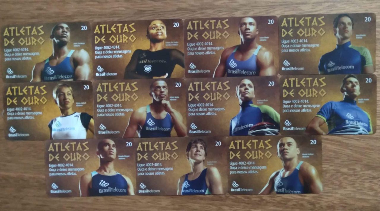 Cartão telefone Brasil Telecom 2004. Atletas de Ouro. série completa.