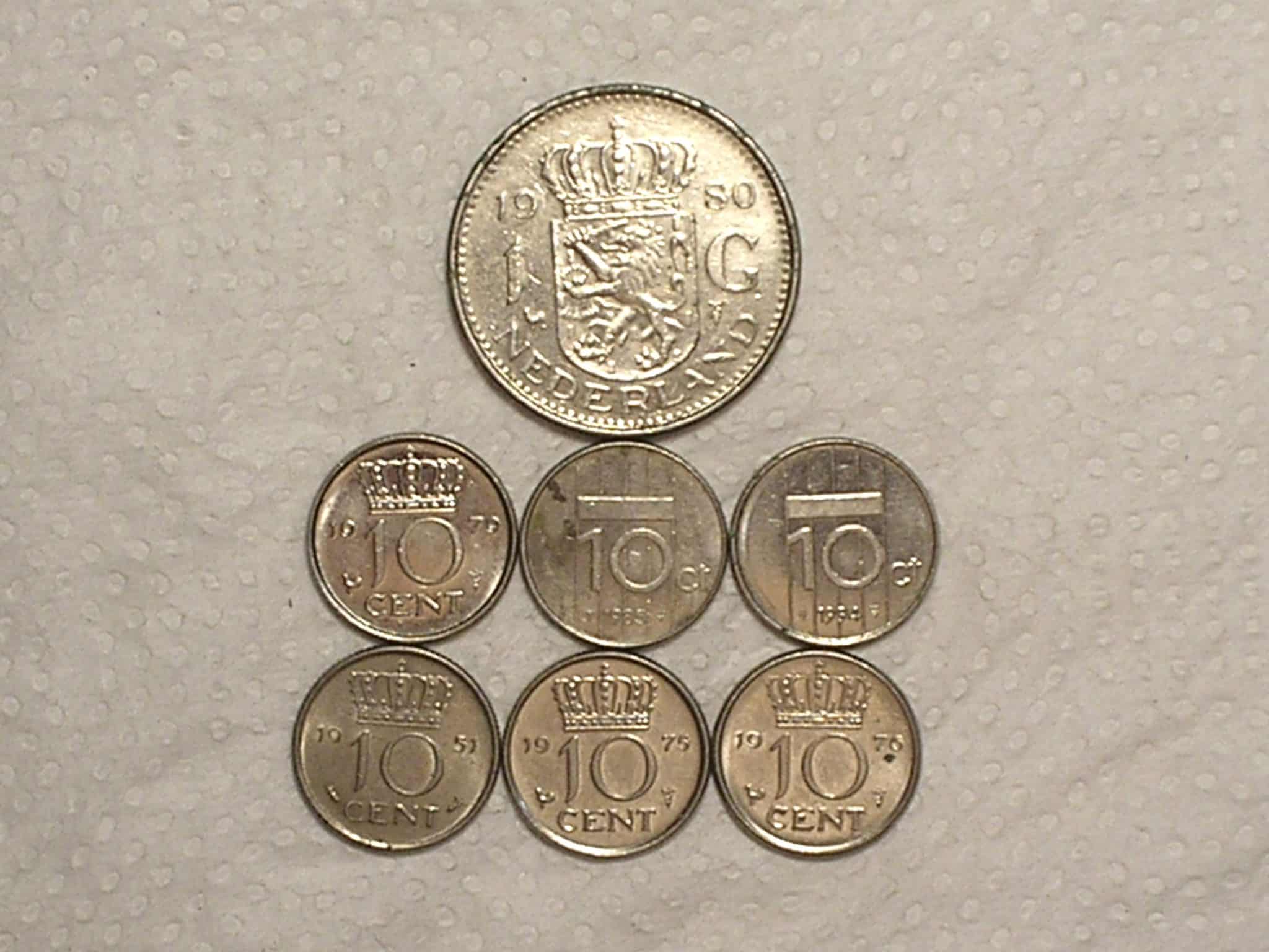 Holanda) 10 Cents - 1951/1975/1976/1979/1985/1994 + 1 Gulden - 1980 / Ni / box47