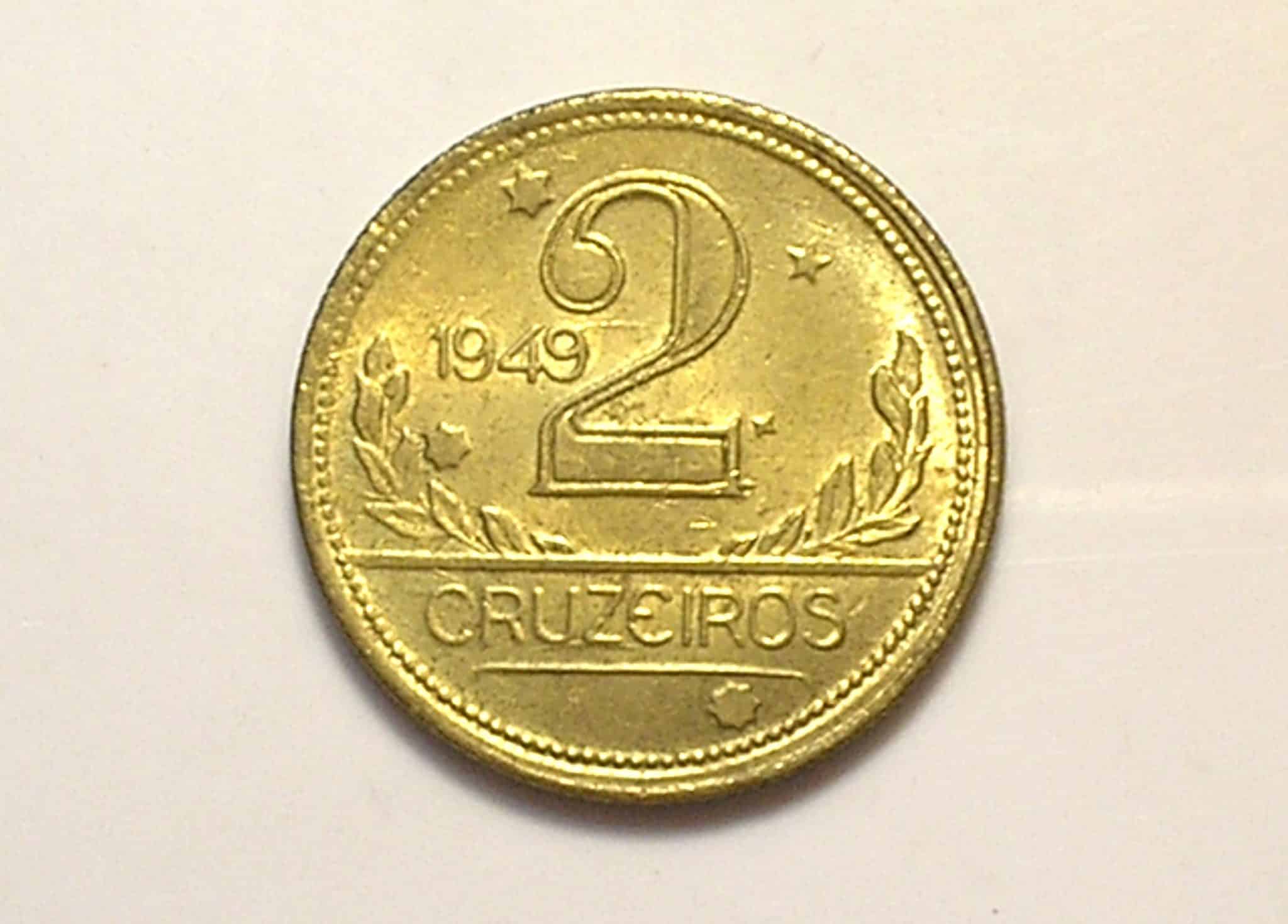 2 Cruzeiros 1949 / Mapa do Brasil / Flor de Cunho