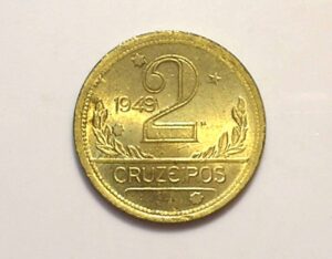- 2 Cruzeiros 1949 / Mapa do Brasil / Flor de Cunho