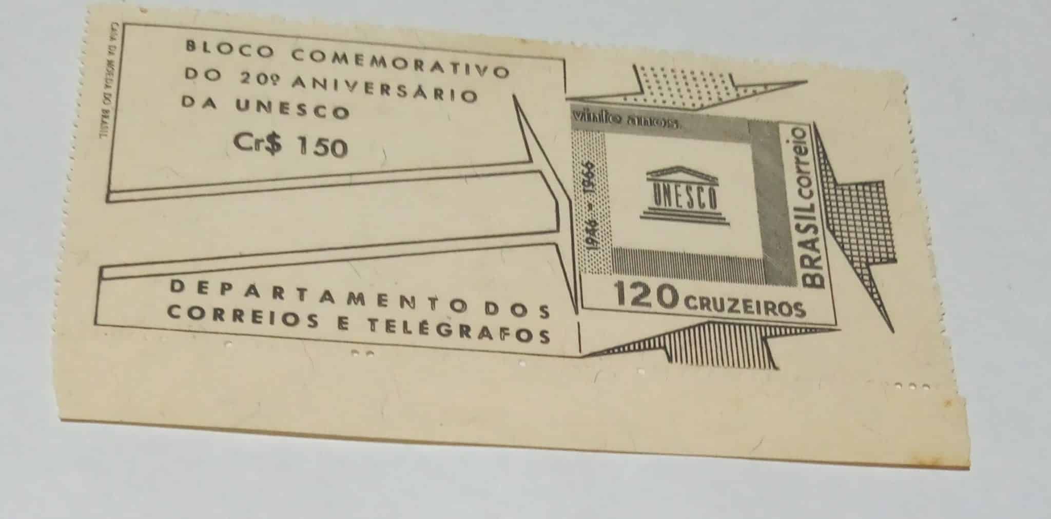 Selo Bloco Comemorativodo 20o Aniversario da Unesco 1946 1966 scaled Casa do Colecionador