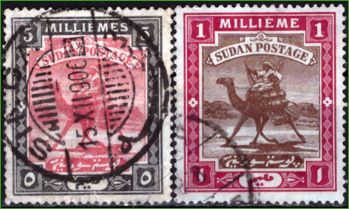Sudão - Camelo postal - 1903 e 1905 - Wmk. 179 - S/Incompleta