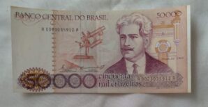 Cedula Brasil 50000 cruzeiros Oswaldo Cruz série 0023 NBC/S.