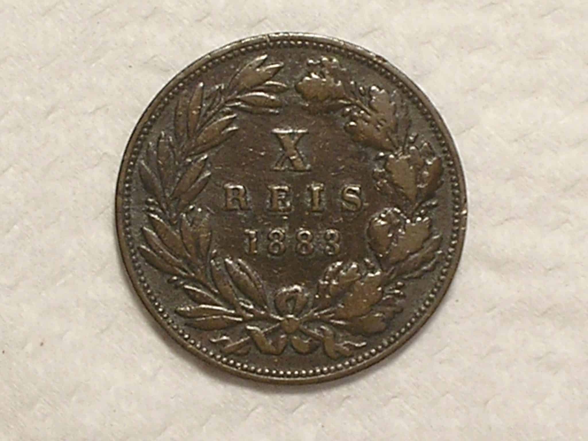 Portugal) X Réis - 1883 / D. Luiz / Bronze / Mbc / cod.860