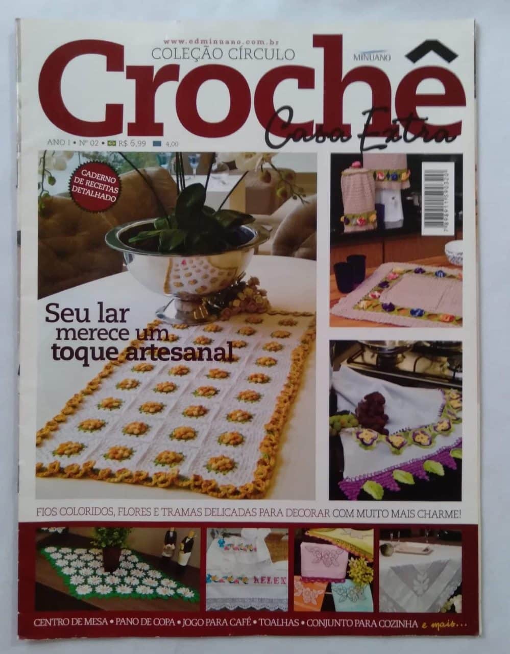 | Casa do Colecionador Revista Círculo Croche Casa extra 2. Centro de mesa Pano de copa café.