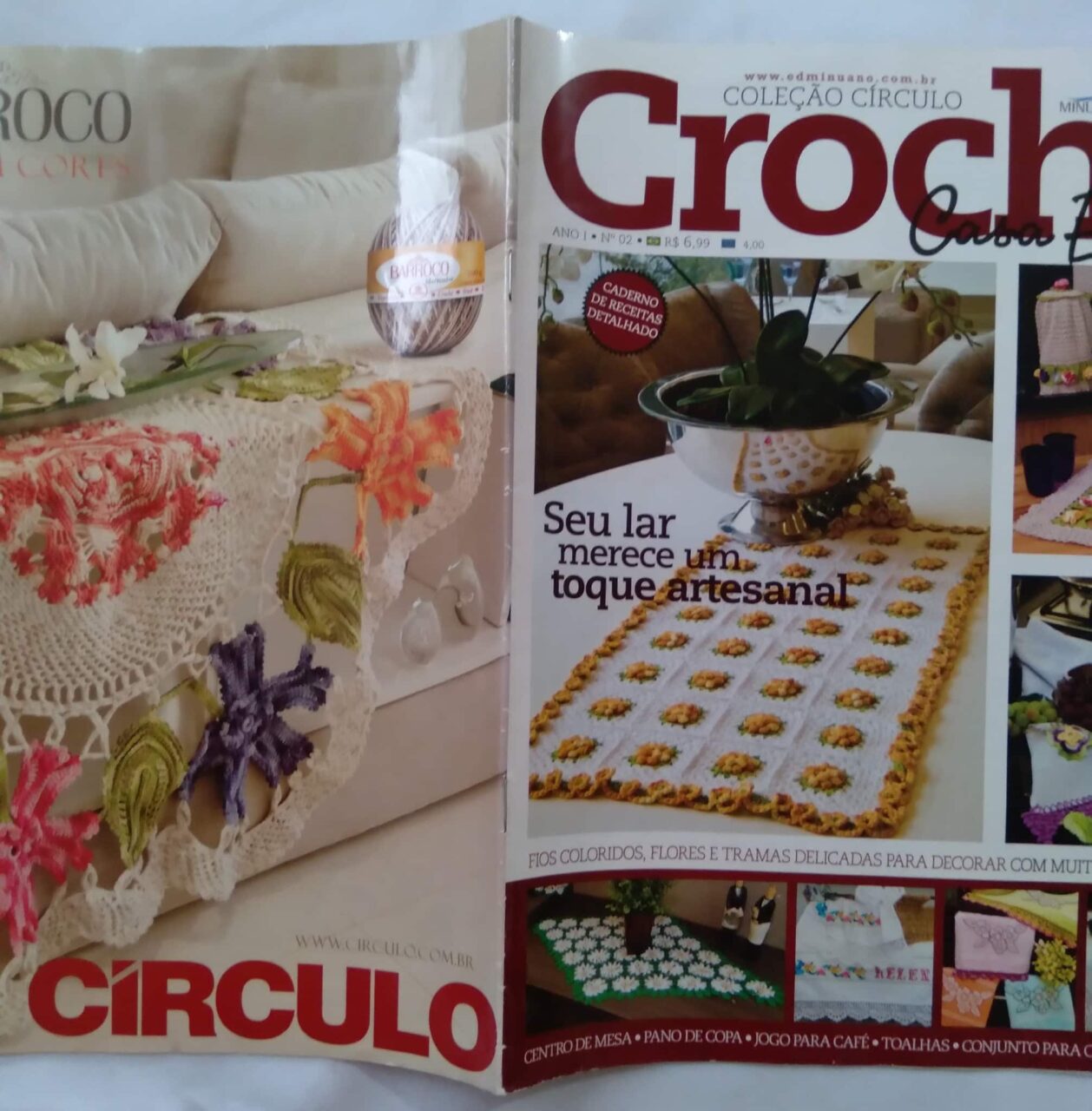 | Casa do Colecionador Revista Círculo Croche Casa extra 2. Centro de mesa Pano de copa café.