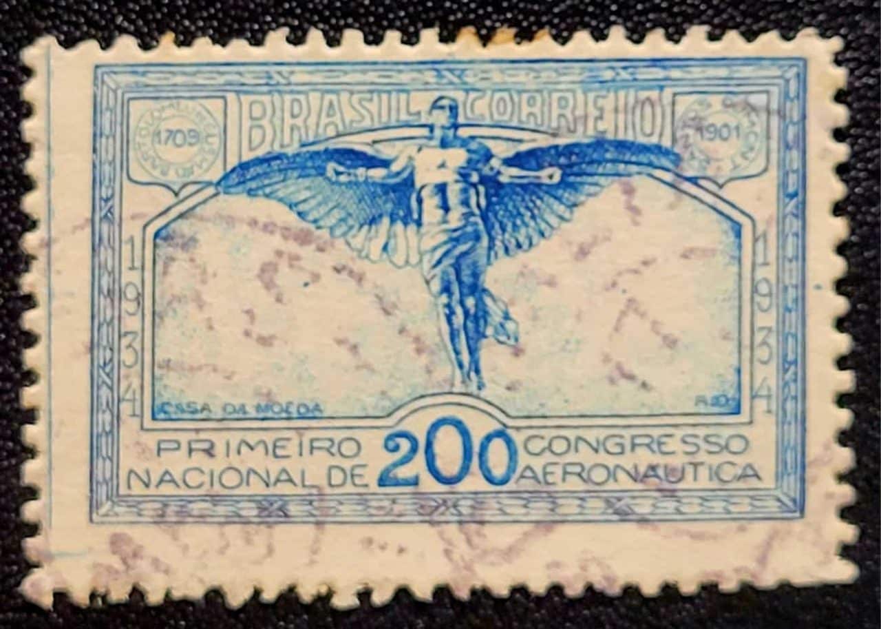 Comemorativos - RHM C0065 (Usado) 200 Réis - Congresso Nacional de Areonáutica São Paulo/SP - 15/04/1934 (Selos do Brasil)