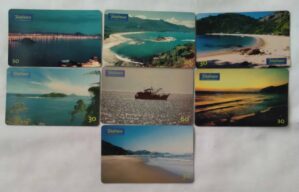 241Q Cartão telefone Brasil Telefônica 1999. Praias paulistas. Valor de cada.