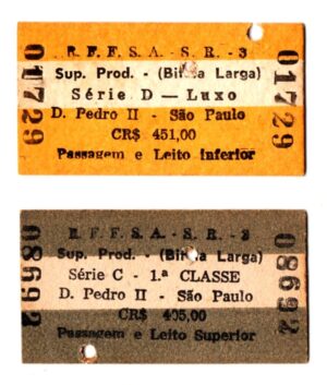 Bilhetes Passagens Trem Rede Ferroviaria Federal – RFFSA – Bitola Larga – Anos 70