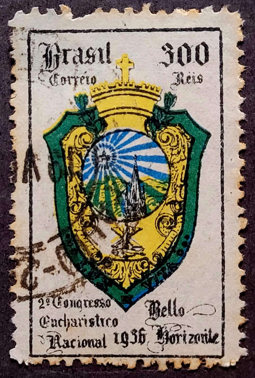 Comemorativos - RHM C0112 (Usado) 300 Réis - 2º Congresso Eucarístico Nacional BH/MG - 17/12/1936 (Selos do Brasil)