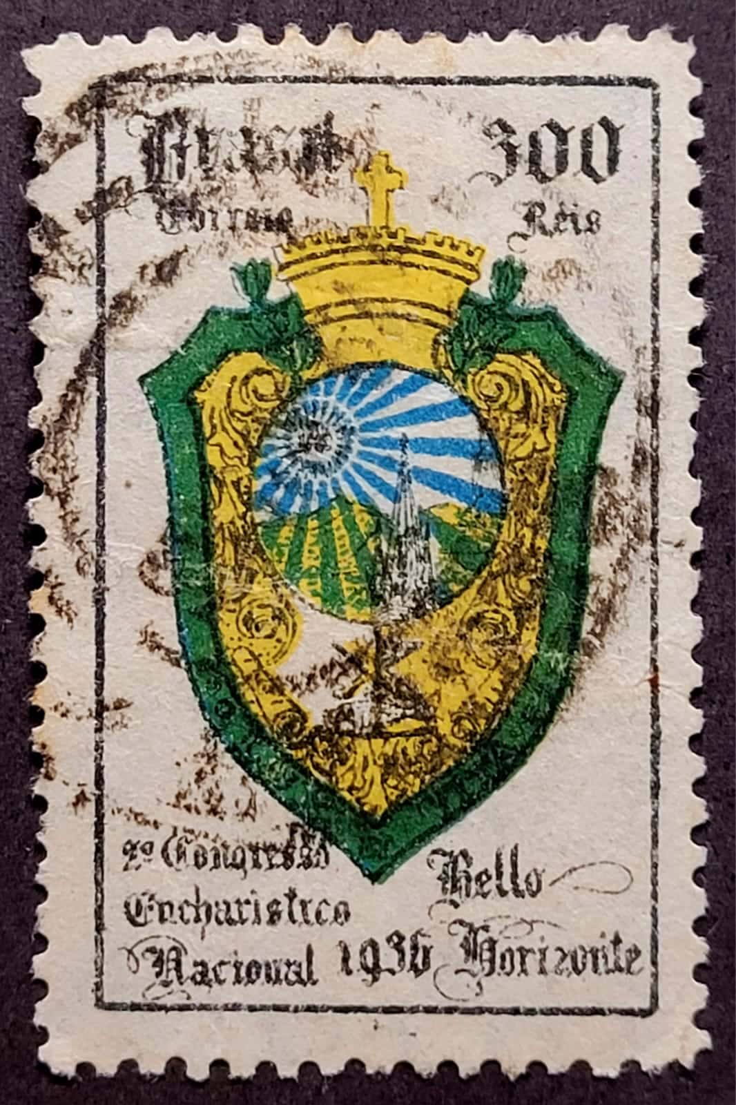 Comemorativos - RHM C0112 (Usado) 300 Réis - 2º Congresso Eucarístico Nacional BH/MG - 17/12/1936 (Selos do Brasil)