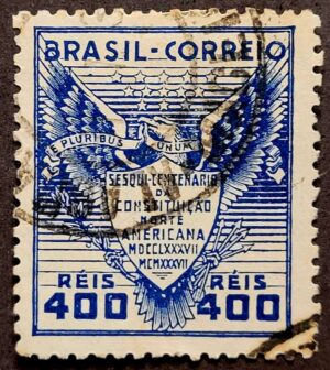 Comemorativos - RHM C0126 B (Usado - Variedade) 400 Réis - 150 Anos da Constituição Norte-Americana - 02/12/1937 (Selos do Brasil)