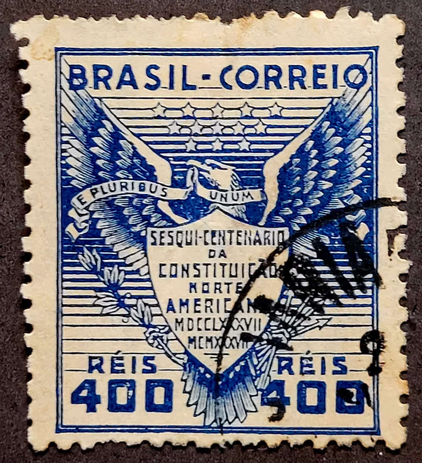 Comemorativos - RHM C0126 (Usado) 400 Réis - 150 Anos da Constituição Norte-Americana - 02/12/1937 (Selos do Brasil)