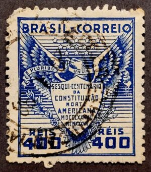 Comemorativos - RHM C0126 (Usado) 400 Réis - 150 Anos da Constituição Norte-Americana - 02/12/1937 (Selos do Brasil)