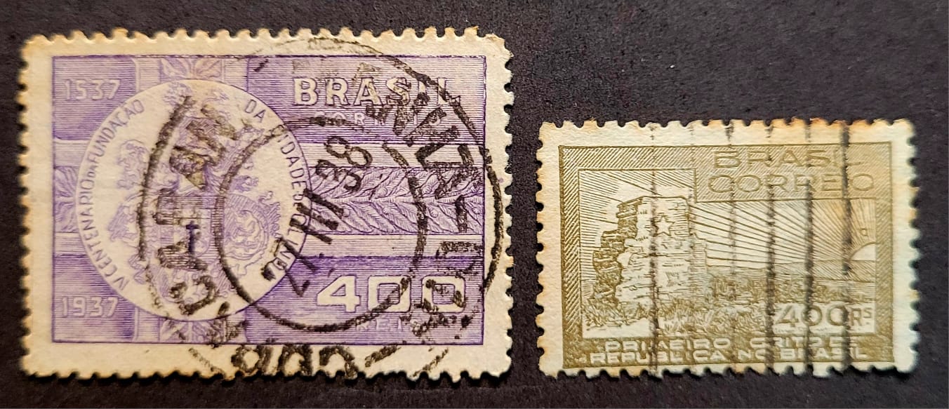 Comemorativos - RHM C0128 e C0129 (Usados) Série Completa - 4º Centenário de Olinda/PE e Primeiro Grito da República - 24//01/1938 (Selos do Brasil)