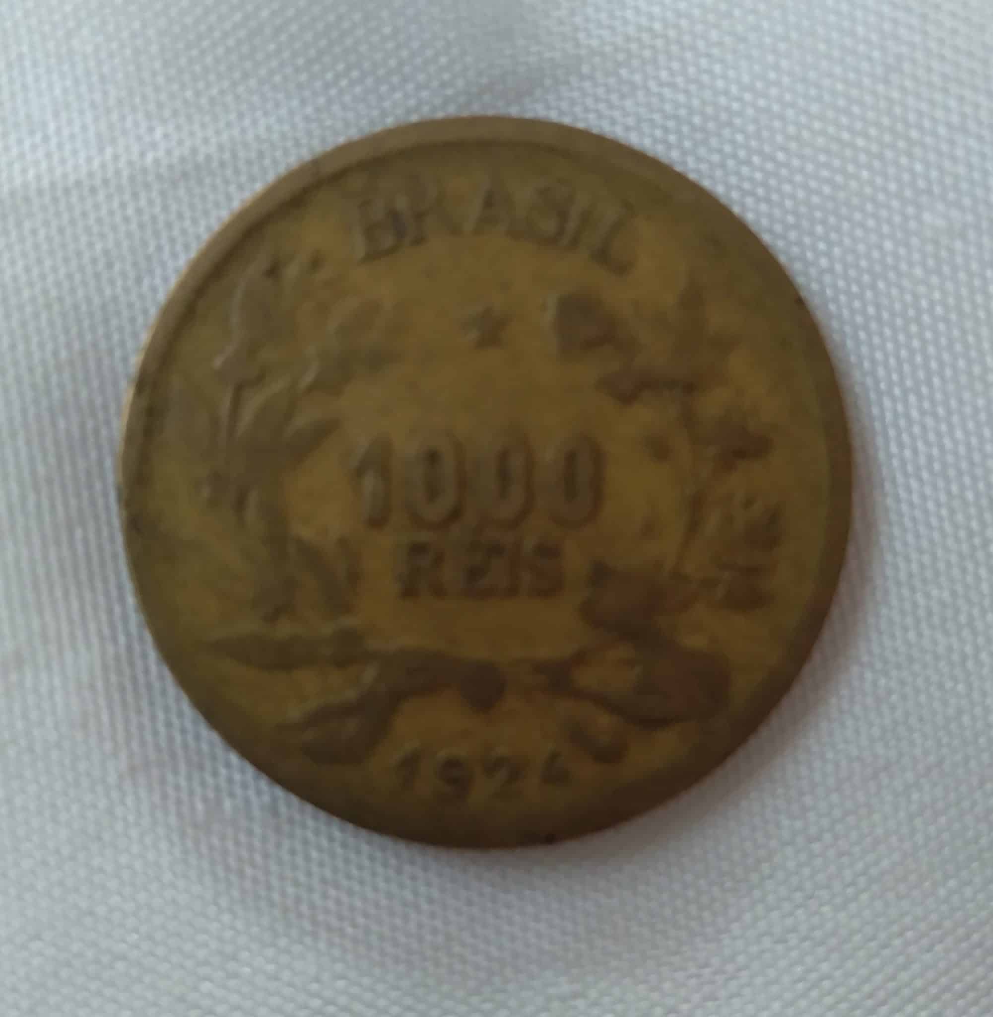 Moeda Brasil 1000 reis de 1924. Níquel.