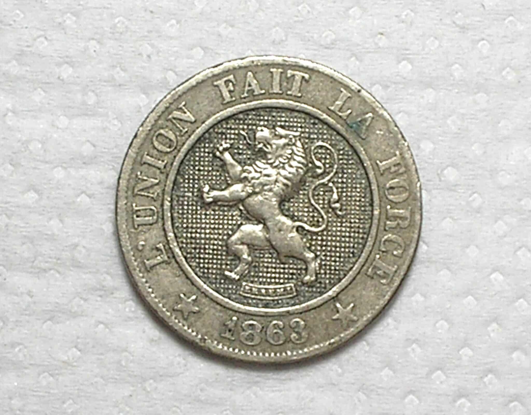 Belgica) 10 Centimes - 1863 / Co/Ni / box49