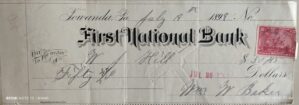 CHEQUE DO FIRST NATIONAL BANK