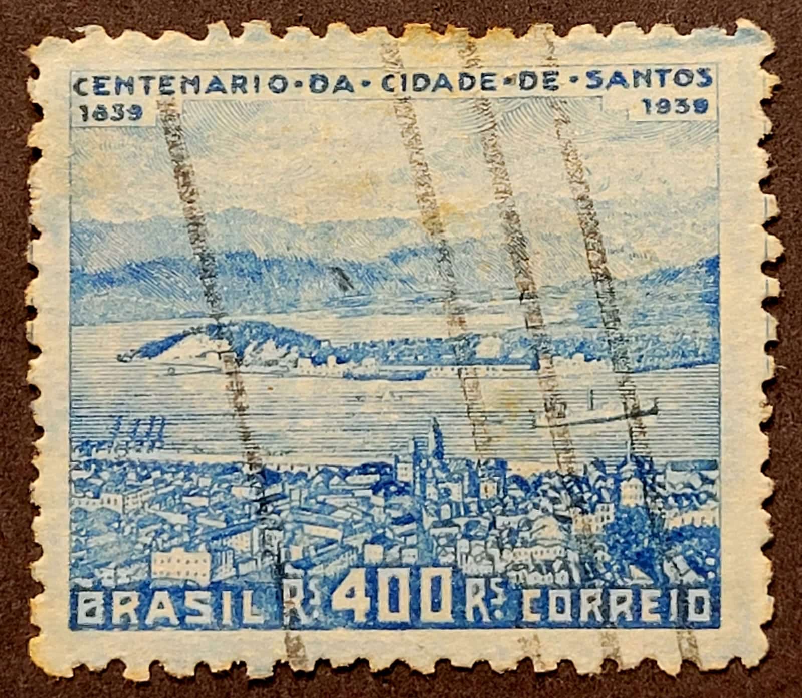 Comemorativos - RHM C0136 (Usado) 400 Réis - Centenário do Município de Santos - 23/08/1939 (Selos do Brasil)