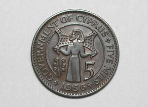 - Cyprus) 5 Mils - 1956 / Bronze / Soberba / box49