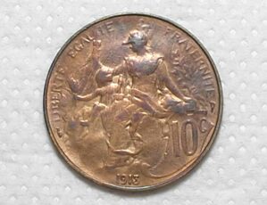 França) 10 Centimes - 1913 / Paris Mint / 31mm / Soberba / Bronze / box34